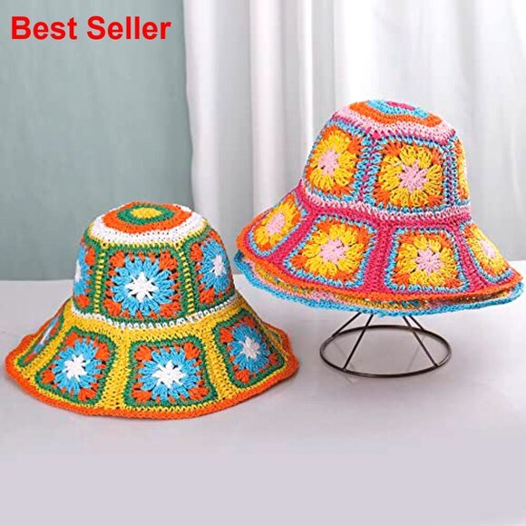 Straw Sun Hat Hand Woven Foldable Bucket Hat Beach Fishing main image 4